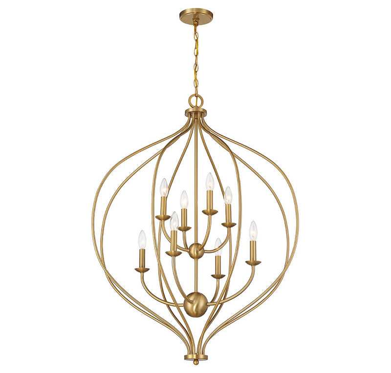 Lighting One E V6-L7-1299-8-322 Eight Light Pendant, Warm Brass