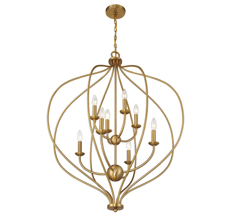 Lighting One E V6-L7-1299-8-322 Eight Light Pendant, Warm Brass