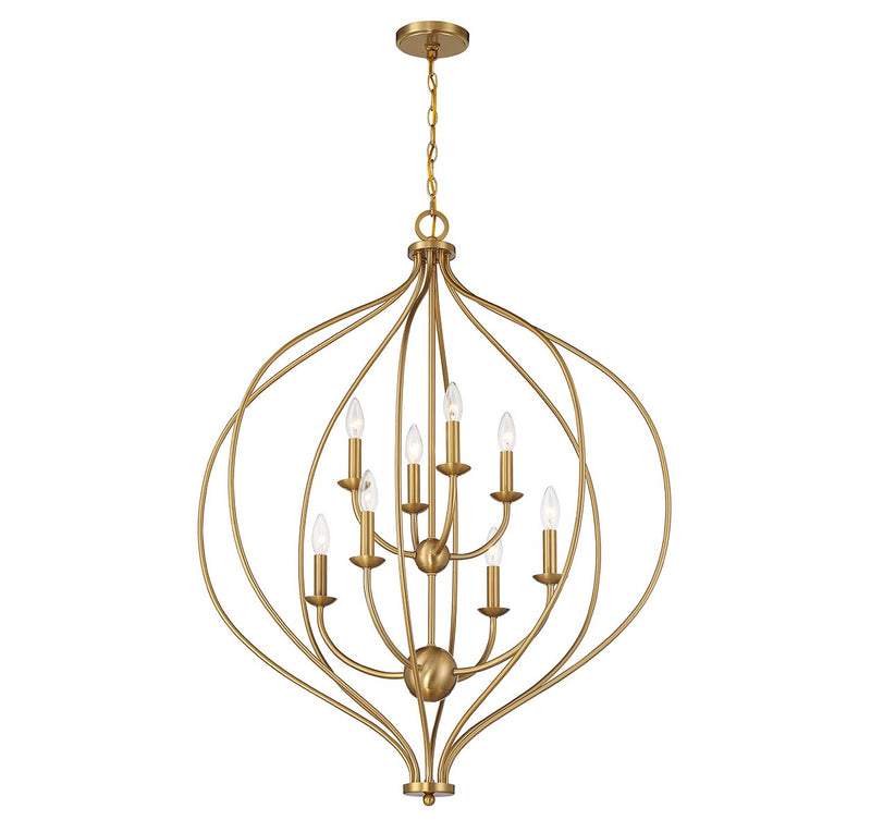Lighting One E V6-L7-1299-8-322 Eight Light Pendant, Warm Brass
