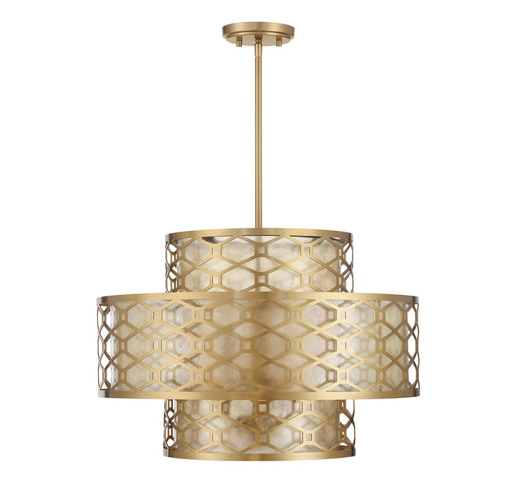 Lighting One E V6-L7-6103-4-322 Four Light Pendant, Warm Brass