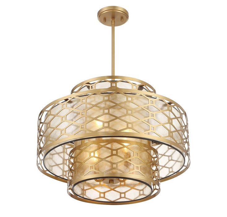 Lighting One E V6-L7-6103-4-322 Four Light Pendant, Warm Brass