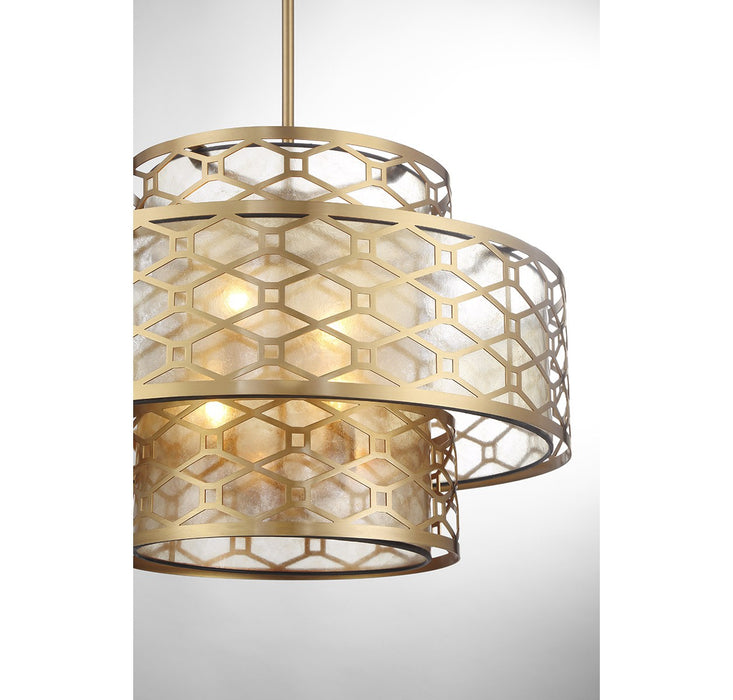 Lighting One E V6-L7-6103-4-322 Four Light Pendant, Warm Brass