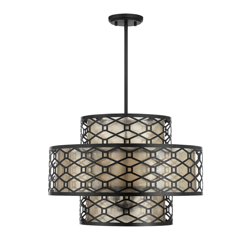 Lighting One E V6-L7-6103-4-89 Four Light Pendant, Matte Black