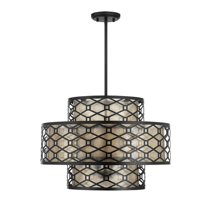 Lighting One E V6-L7-6103-4-89 Four Light Pendant, Matte Black