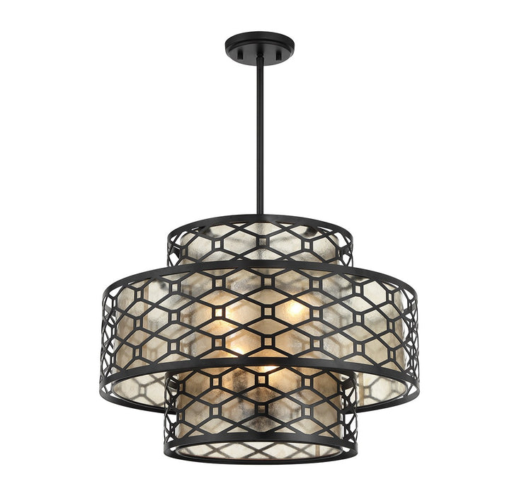 Lighting One E V6-L7-6103-4-89 Four Light Pendant, Matte Black