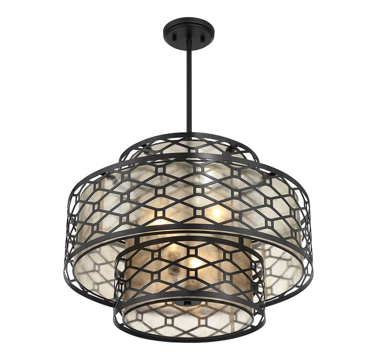 Lighting One E V6-L7-6103-4-89 Four Light Pendant, Matte Black