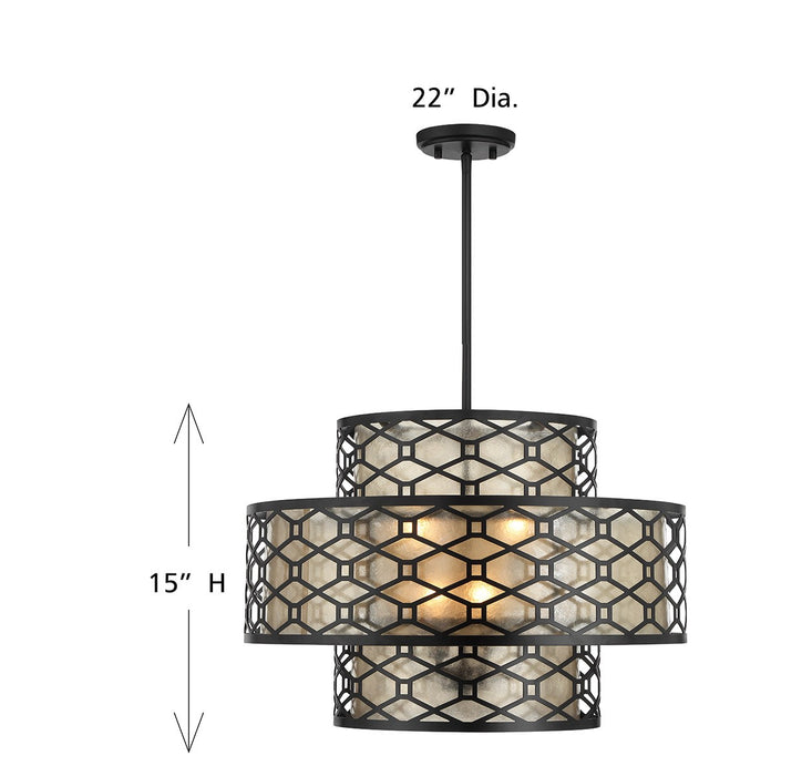 Lighting One E V6-L7-6103-4-89 Four Light Pendant, Matte Black