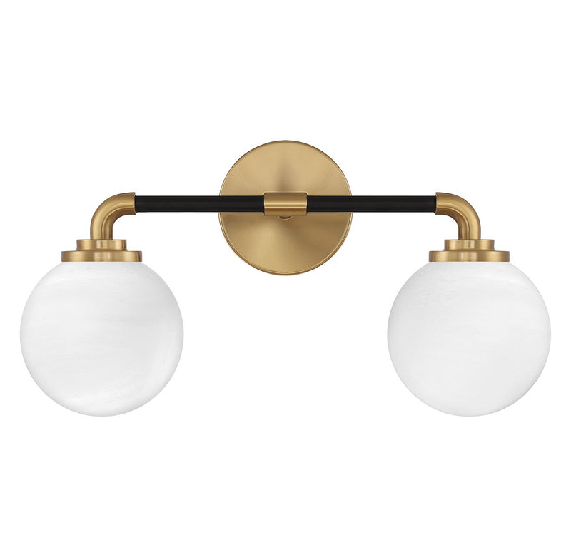 Lighting One E V6-L8-9604-2-143 Two Light Bathroom Vanity, Matte Black w/ Warm Brass
