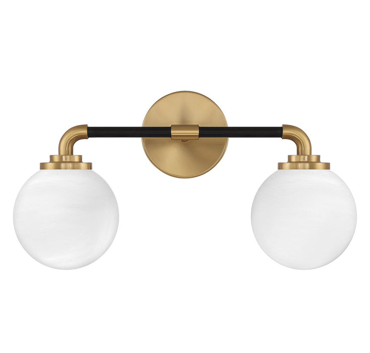 Lighting One E V6-L8-9604-2-143 Two Light Bathroom Vanity, Matte Black w/ Warm Brass