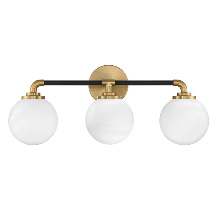 Lighting One E V6-L8-9604-3-143 Three Light Bathroom Vanity, Matte Black w/ Warm Brass