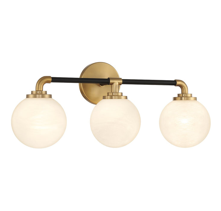 Lighting One E V6-L8-9604-3-143 Three Light Bathroom Vanity, Matte Black w/ Warm Brass