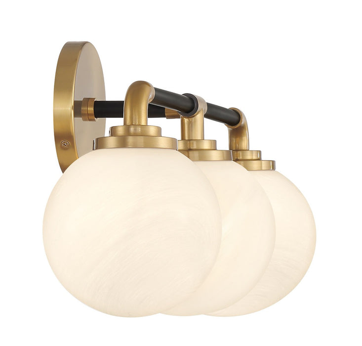 Lighting One E V6-L8-9604-3-143 Three Light Bathroom Vanity, Matte Black w/ Warm Brass