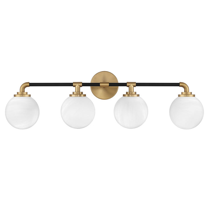 Lighting One E V6-L8-9604-4-143 Four Light Bathroom Vanity, Matte Black w/ Warm Brass