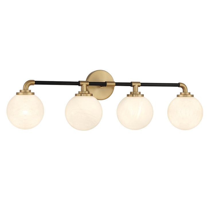 Lighting One E V6-L8-9604-4-143 Four Light Bathroom Vanity, Matte Black w/ Warm Brass