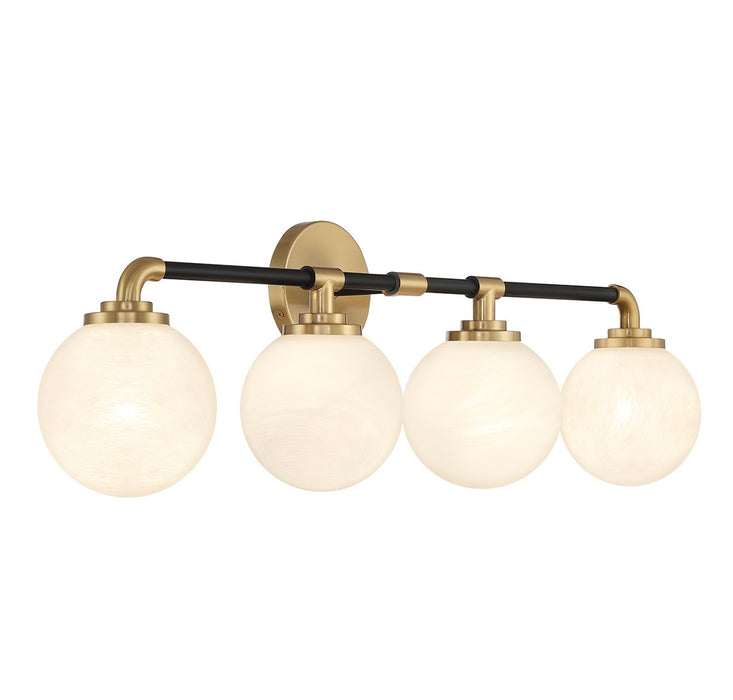 Lighting One E V6-L8-9604-4-143 Four Light Bathroom Vanity, Matte Black w/ Warm Brass