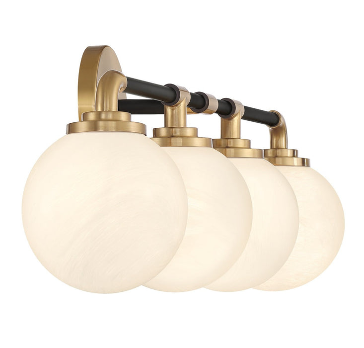 Lighting One E V6-L8-9604-4-143 Four Light Bathroom Vanity, Matte Black w/ Warm Brass