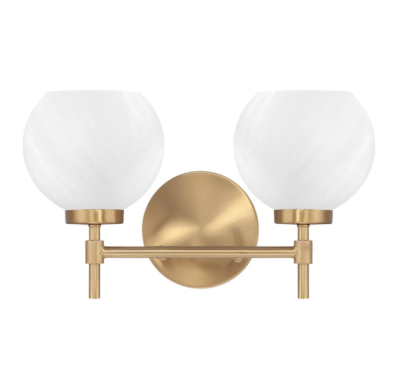 Lighting One E V6-L8-9621-2-322 Two Light Bathroom Vanity, Warm Brass