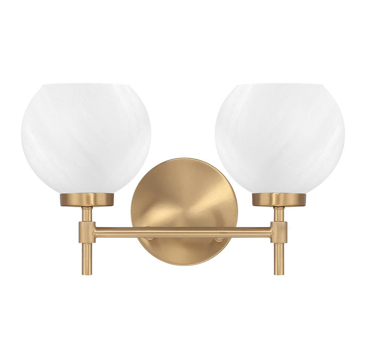 Lighting One E V6-L8-9621-2-322 Two Light Bathroom Vanity, Warm Brass
