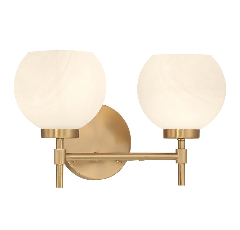 Lighting One E V6-L8-9621-2-322 Two Light Bathroom Vanity, Warm Brass