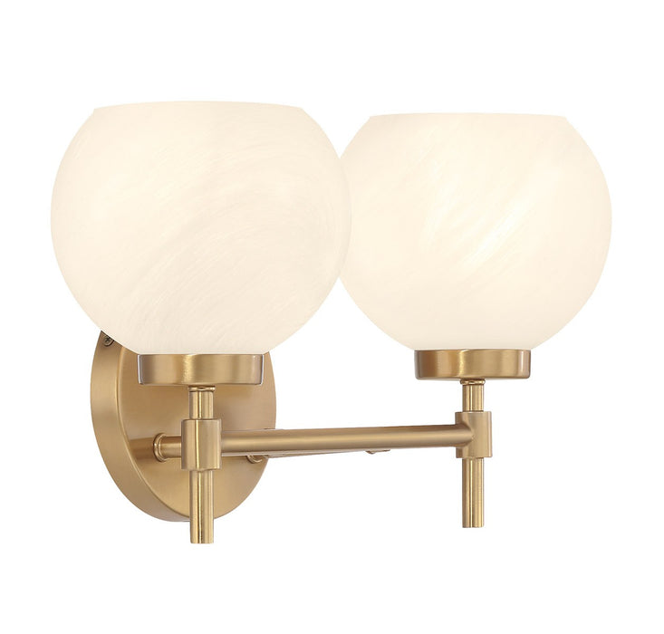 Lighting One E V6-L8-9621-2-322 Two Light Bathroom Vanity, Warm Brass