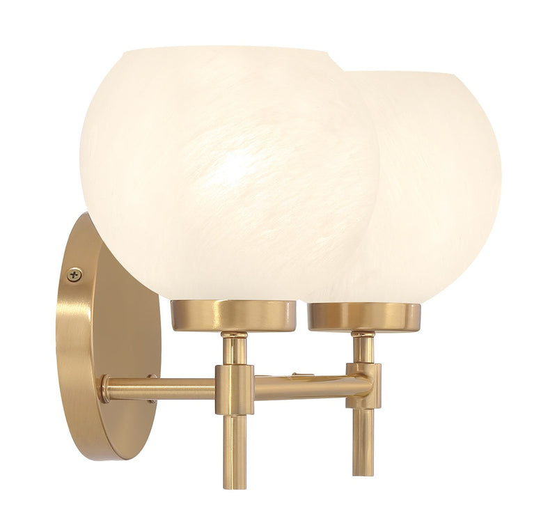 Lighting One E V6-L8-9621-2-322 Two Light Bathroom Vanity, Warm Brass