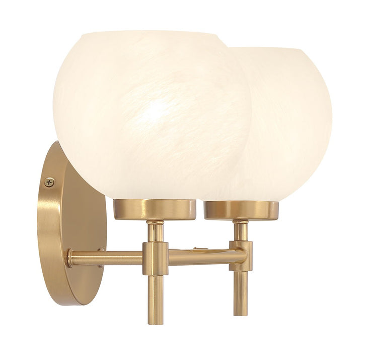 Lighting One E V6-L8-9621-2-322 Two Light Bathroom Vanity, Warm Brass