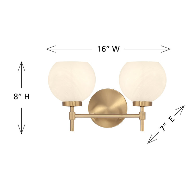 Lighting One E V6-L8-9621-2-322 Two Light Bathroom Vanity, Warm Brass
