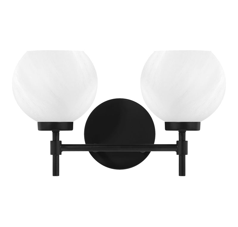 Lighting One E V6-L8-9621-2-BK Two Light Bathroom Vanity, Matte Black