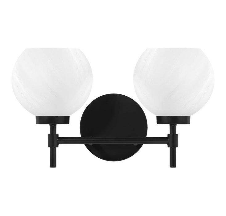 Lighting One E V6-L8-9621-2-BK Two Light Bathroom Vanity, Matte Black