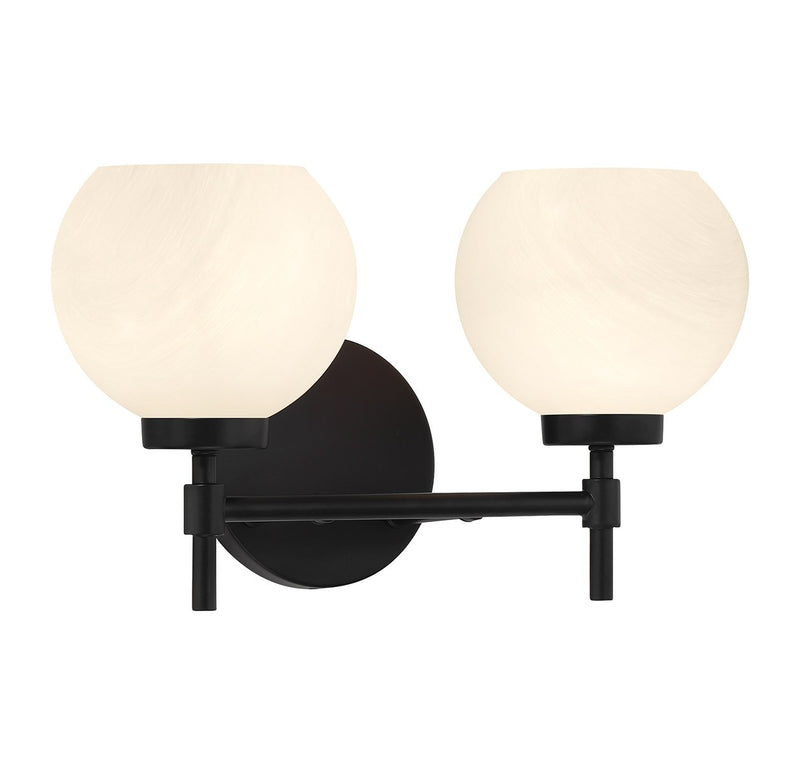Lighting One E V6-L8-9621-2-BK Two Light Bathroom Vanity, Matte Black