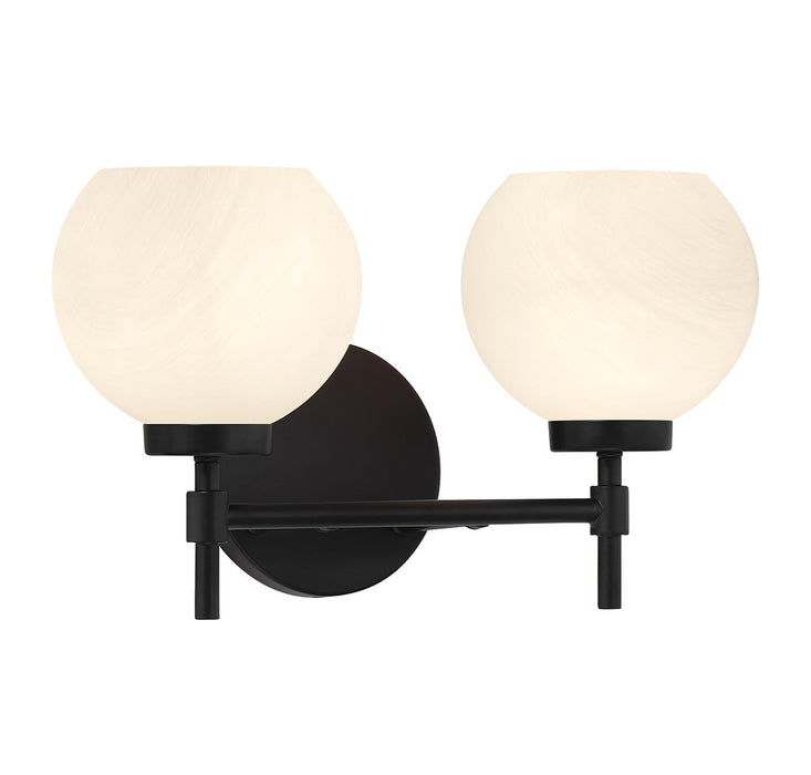 Lighting One E V6-L8-9621-2-BK Two Light Bathroom Vanity, Matte Black