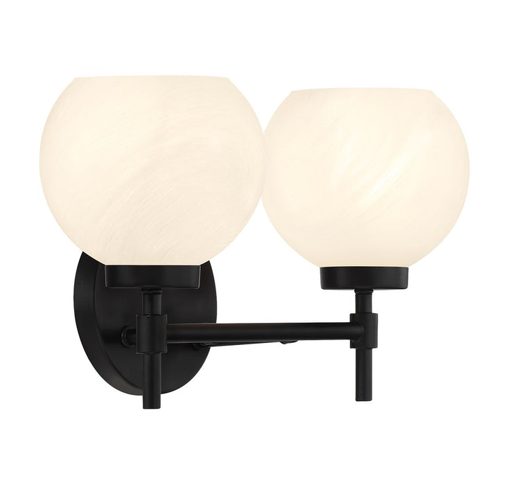 Lighting One E V6-L8-9621-2-BK Two Light Bathroom Vanity, Matte Black