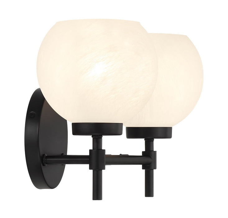 Lighting One E V6-L8-9621-2-BK Two Light Bathroom Vanity, Matte Black