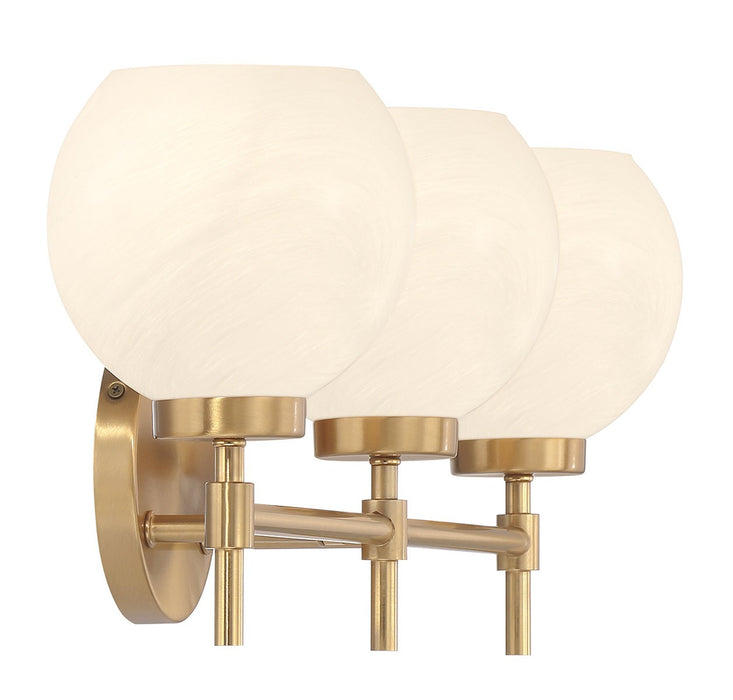 Lighting One E V6-L8-9621-3-322 Three Light Bathroom Vanity, Warm Brass
