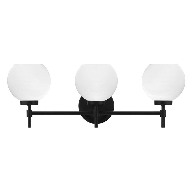 Lighting One E V6-L8-9621-3-BK Three Light Bathroom Vanity, Matte Black