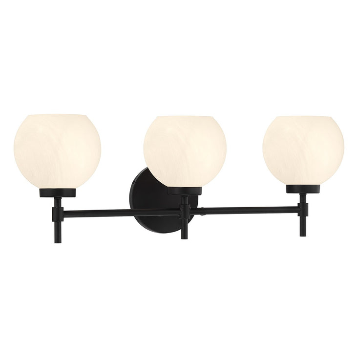 Lighting One E V6-L8-9621-3-BK Three Light Bathroom Vanity, Matte Black