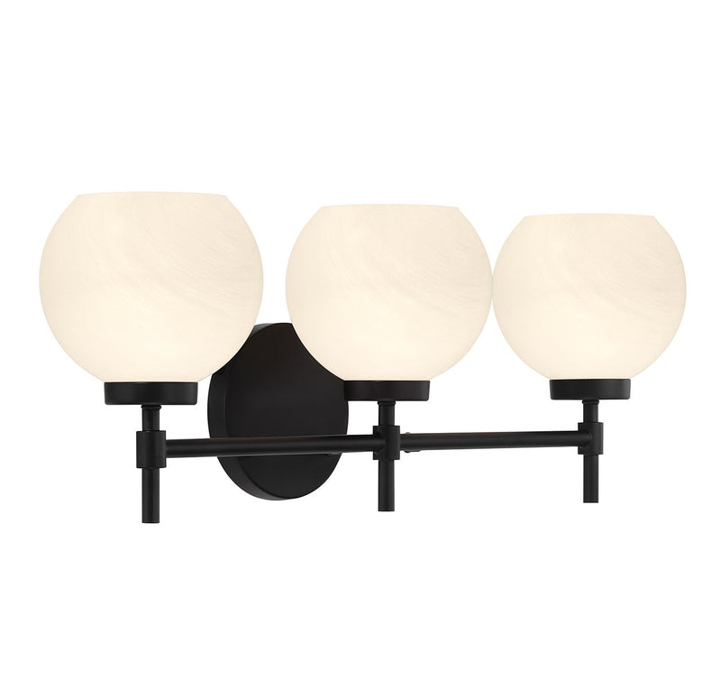 Lighting One E V6-L8-9621-3-BK Three Light Bathroom Vanity, Matte Black