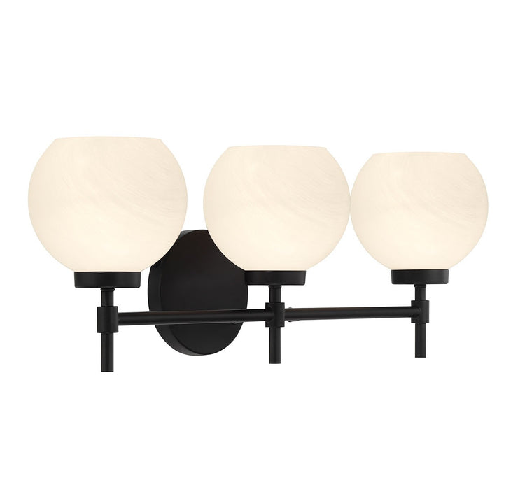 Lighting One E V6-L8-9621-3-BK Three Light Bathroom Vanity, Matte Black