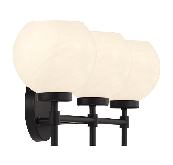 Lighting One E V6-L8-9621-3-BK Three Light Bathroom Vanity, Matte Black