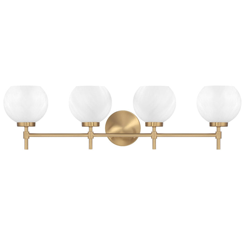 Lighting One E V6-L8-9621-4-322 Four Light Bathroom Vanity, Warm Brass