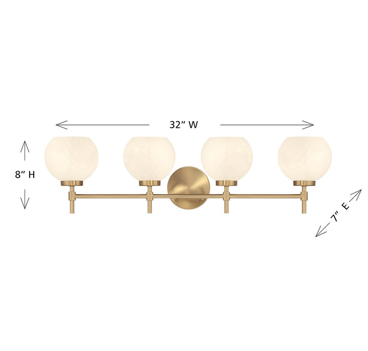Lighting One E V6-L8-9621-4-322 Four Light Bathroom Vanity, Warm Brass