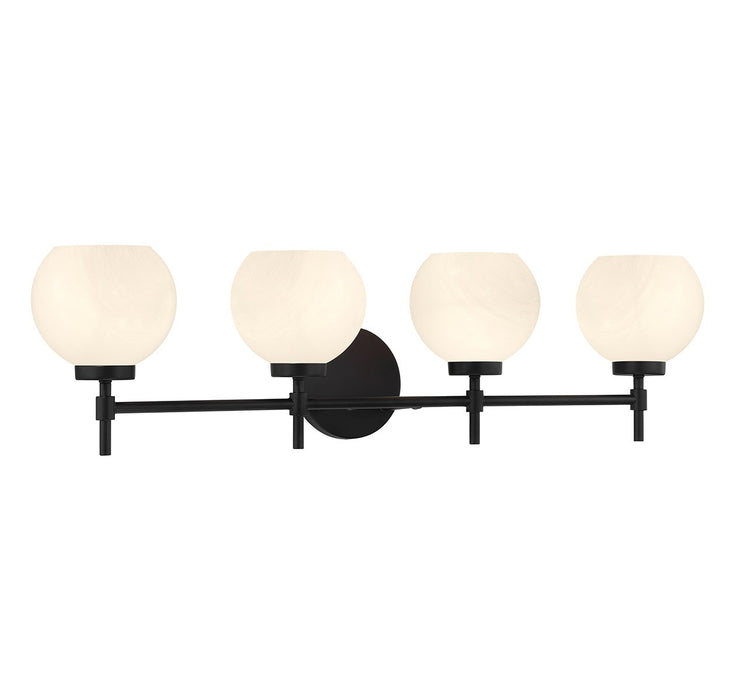 Lighting One E V6-L8-9621-4-BK Four Light Bathroom Vanity, Matte Black
