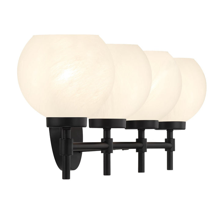 Lighting One E V6-L8-9621-4-BK Four Light Bathroom Vanity, Matte Black