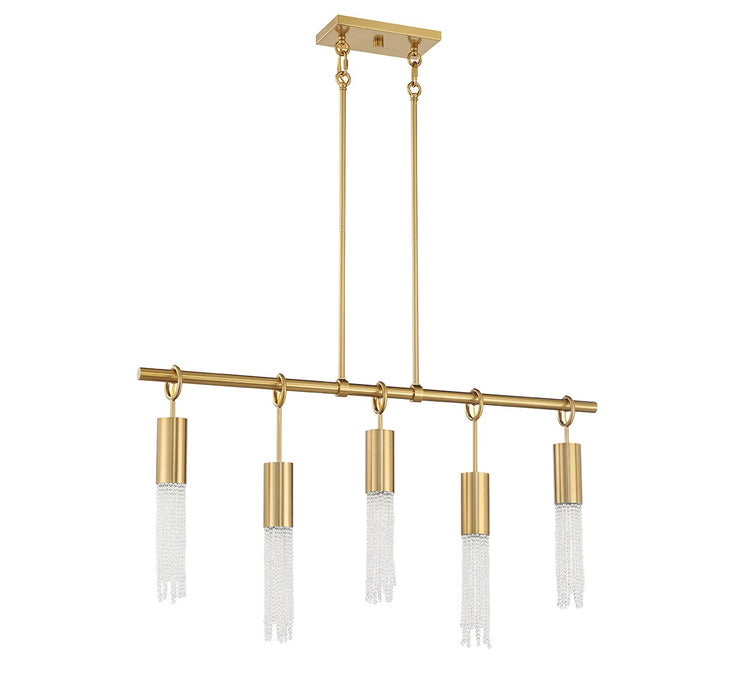 Savoy House 1-1365-5-322 Five Light Linear Chandelier, Warm Brass