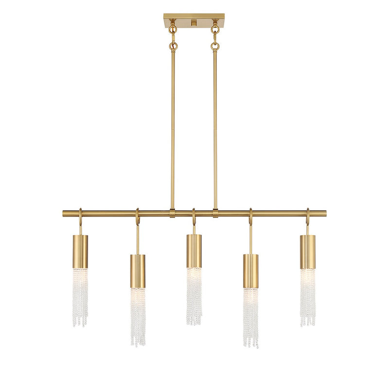 Savoy House 1-1365-5-322 Five Light Linear Chandelier, Warm Brass