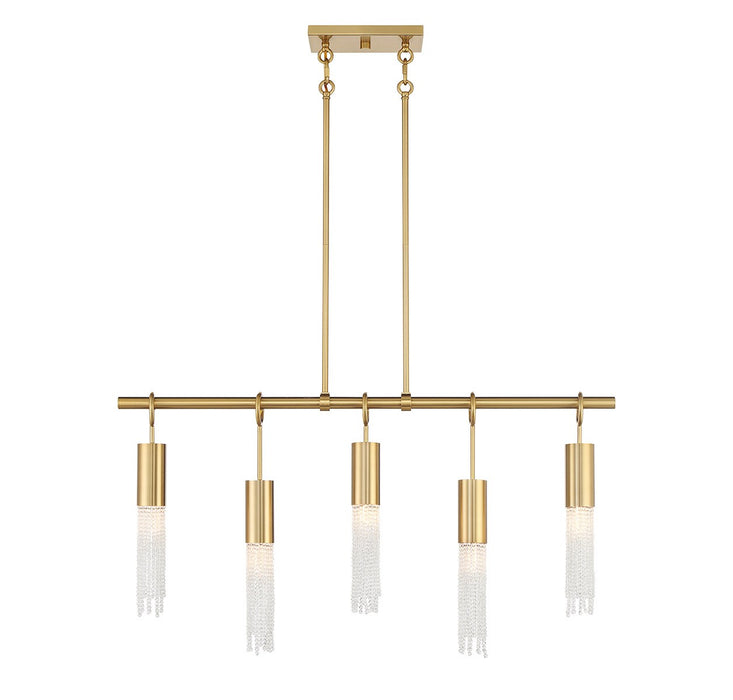 Savoy House 1-1365-5-322 Five Light Linear Chandelier, Warm Brass