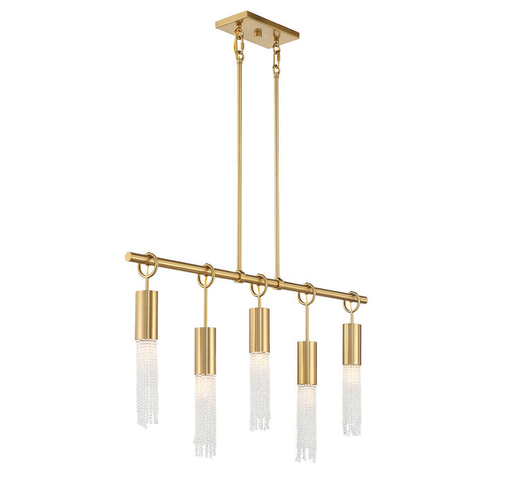 Savoy House 1-1365-5-322 Five Light Linear Chandelier, Warm Brass