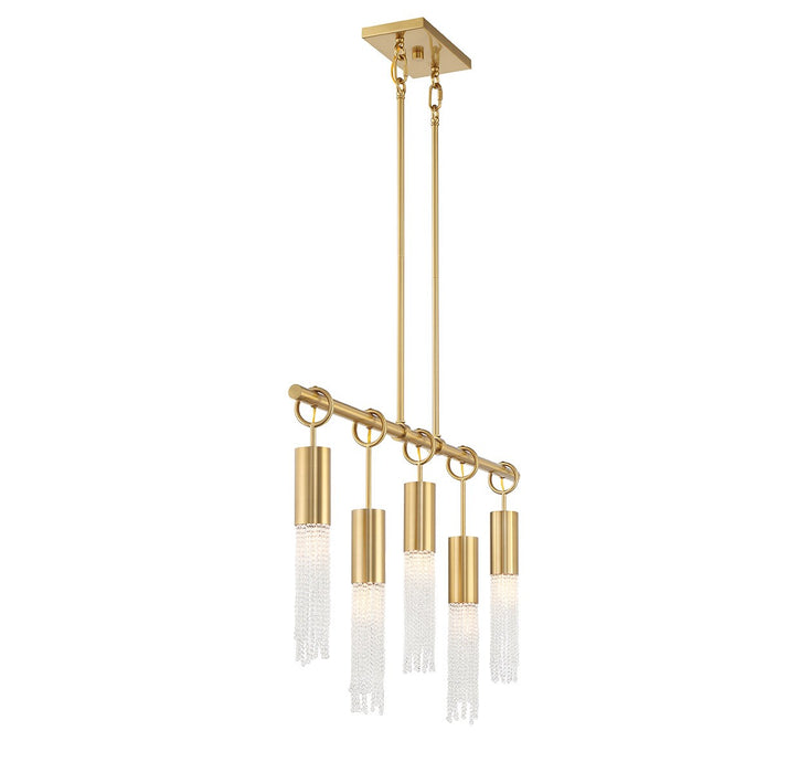 Savoy House 1-1365-5-322 Five Light Linear Chandelier, Warm Brass