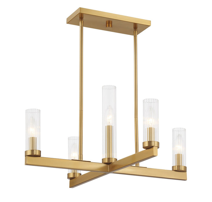 Savoy House 1-2634-5-322 Five Light Chandelier, Warm Brass