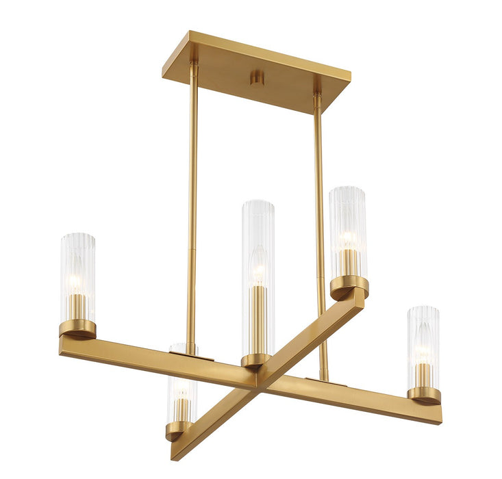 Savoy House 1-2634-5-322 Five Light Chandelier, Warm Brass